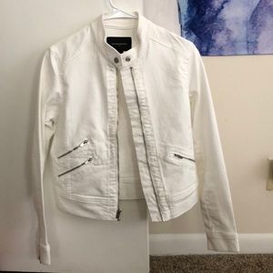 White jean motorcycle jacket